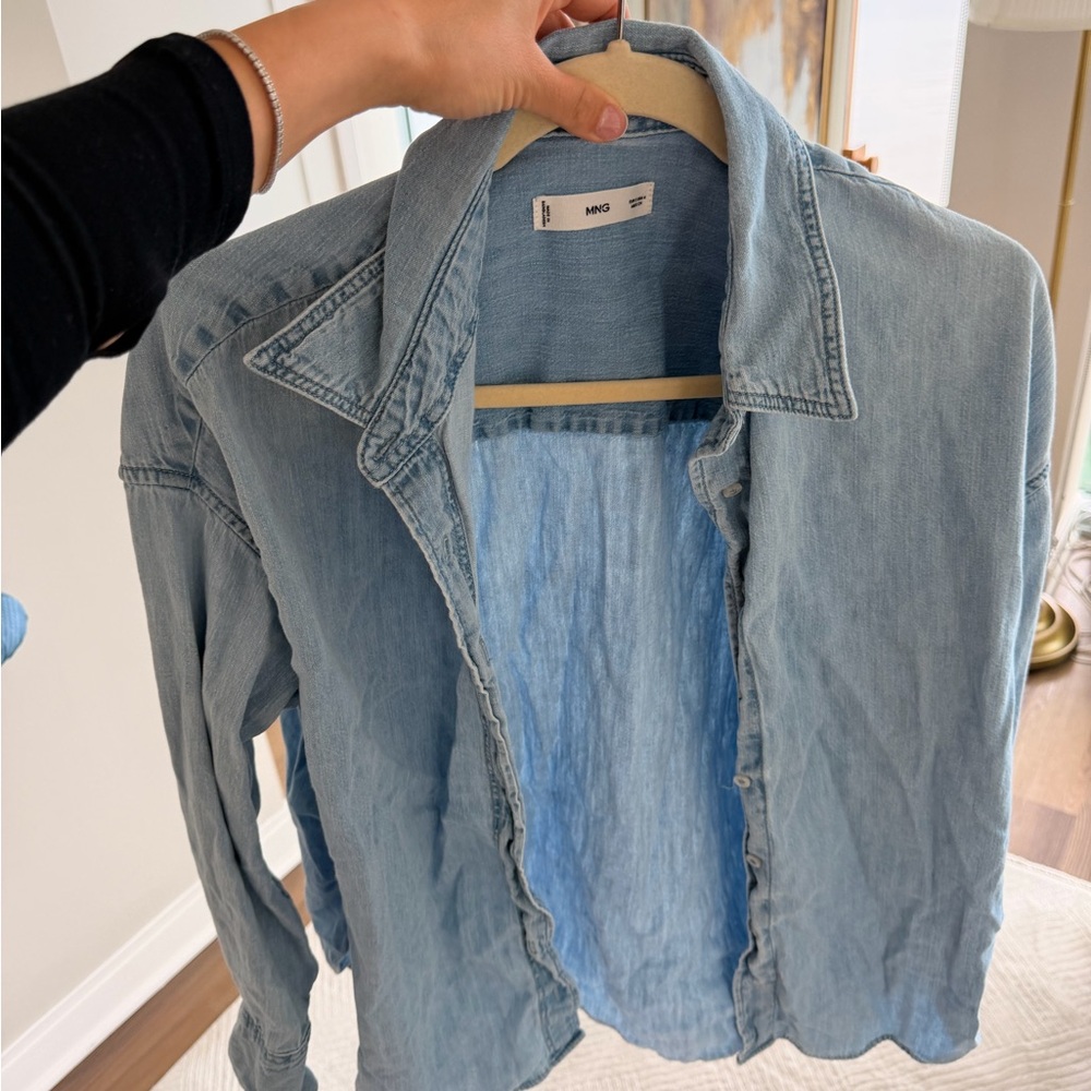 Mango Pale Blue Denim Shirt-Jacket